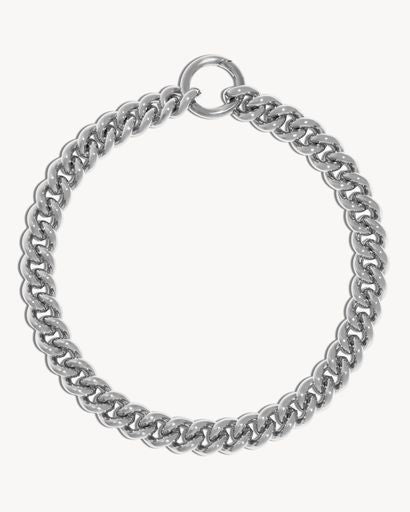 Rhodium heavy curb chain necklace