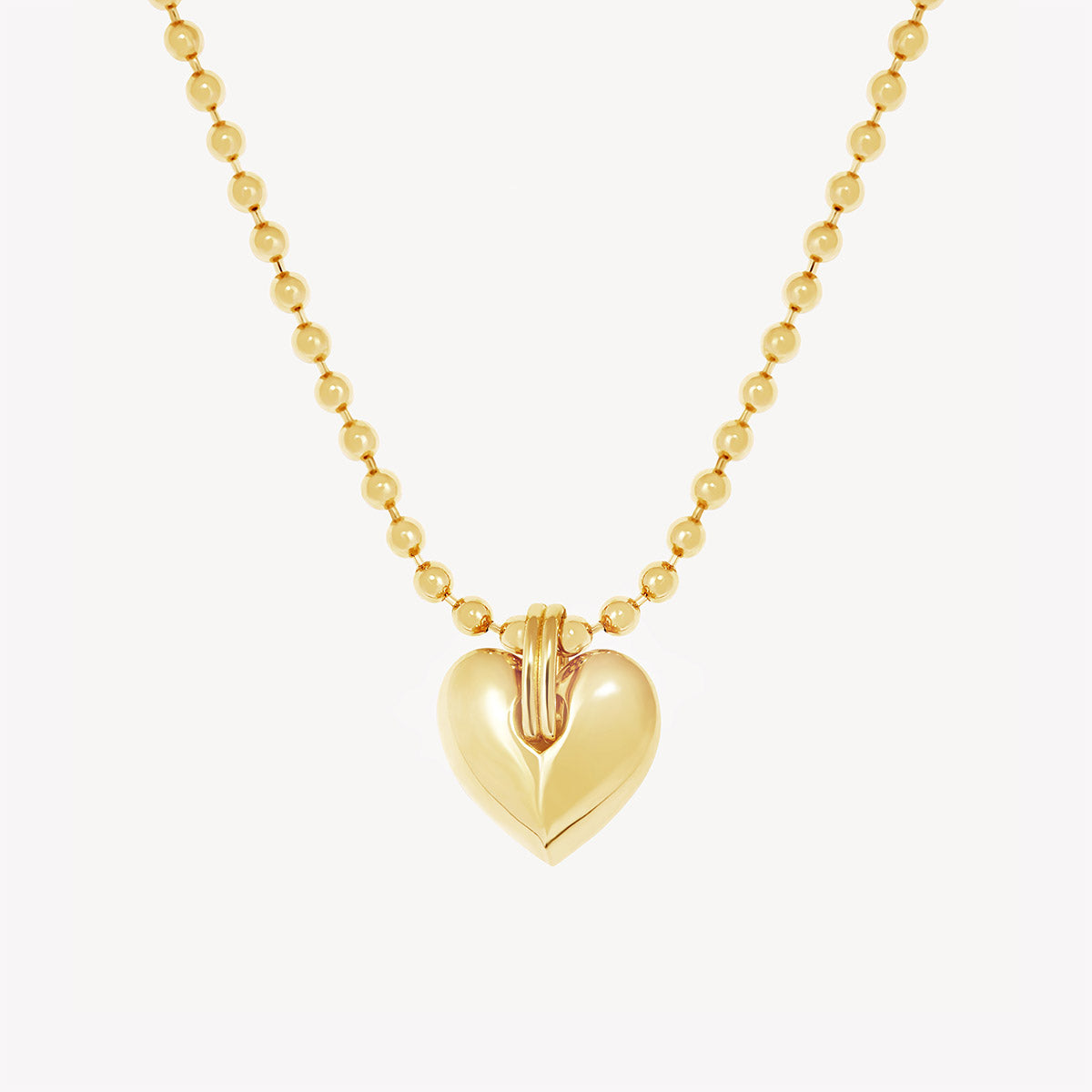 1" heart pendant on a ball chain in gold plate