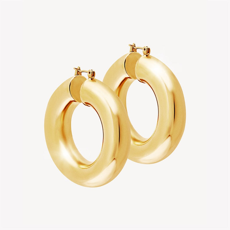 Big fat hoops in gold plate