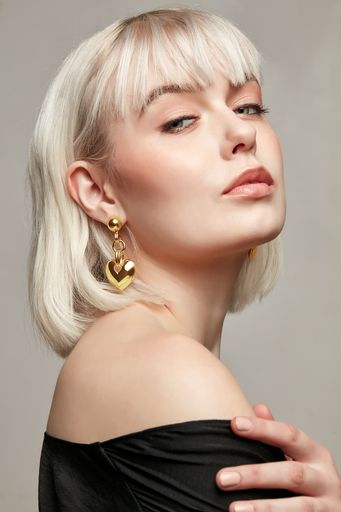 Gold heart drop earrings
